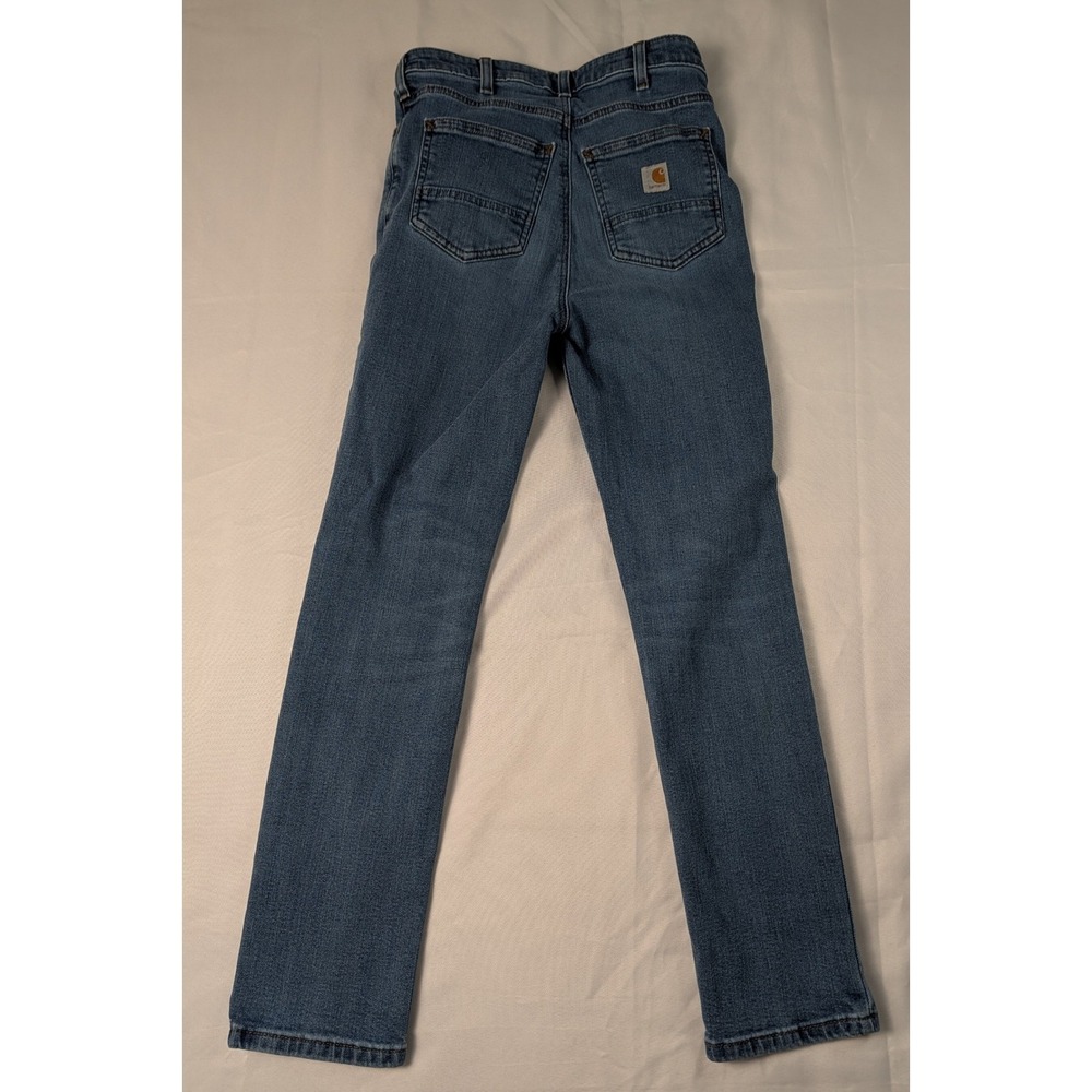 Carhartt Slim Fit Jeans Womens 2 Short Medium Wash Blue Denim Workwear - Picture 2 of 13